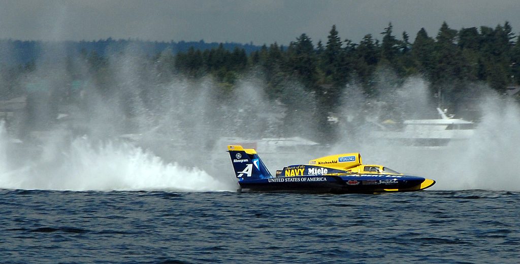 Spirit of the Navy hydroplane at Seattle Seafair By U.S. Navy photo by 2nd Class Eric J. Rowley via Wikimedia Commons