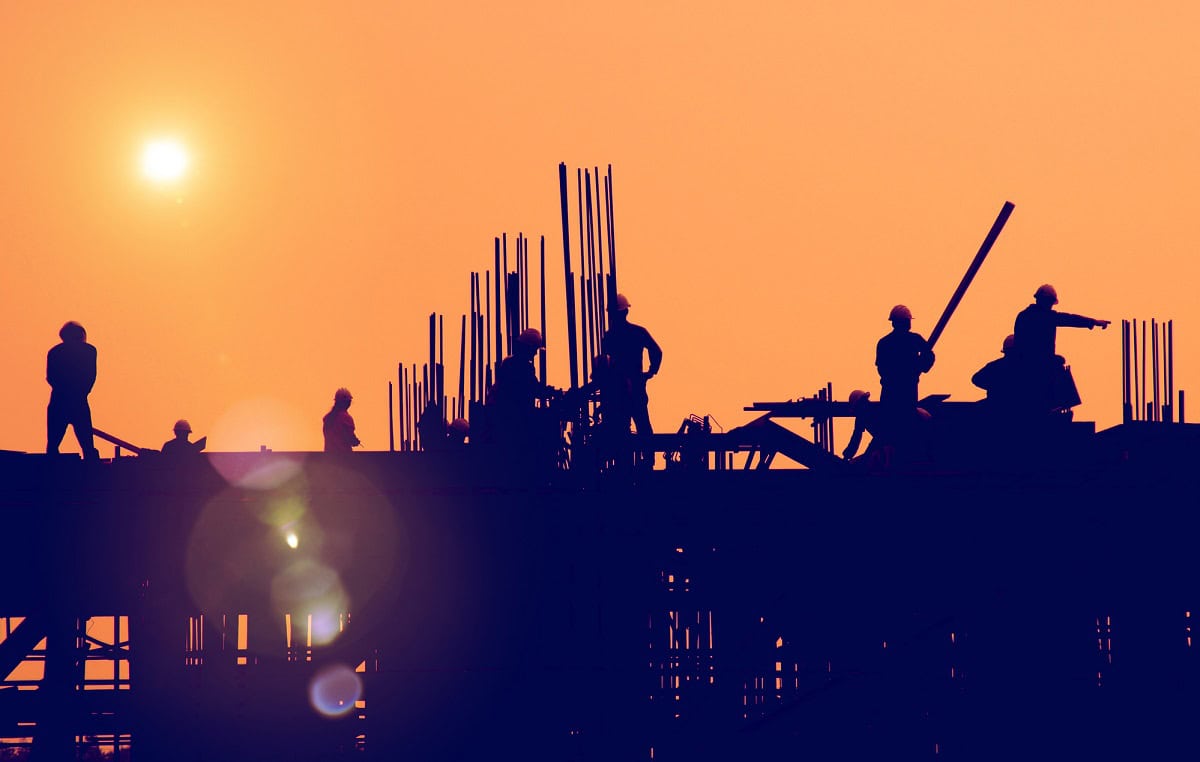 Labor workers on a construction site