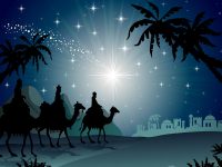 Christmas nativity magi following the star to Bethlehem