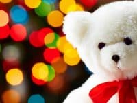 Teddy bear and Christmas lights